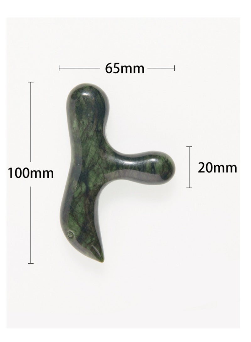 Generic Natural Jade Triangle Bird Foot Massager Universal Acupuncture Stick Meridian Massage Scraping Device Foot Therapy Cone (Green Phoenix Jade)  - Image 2