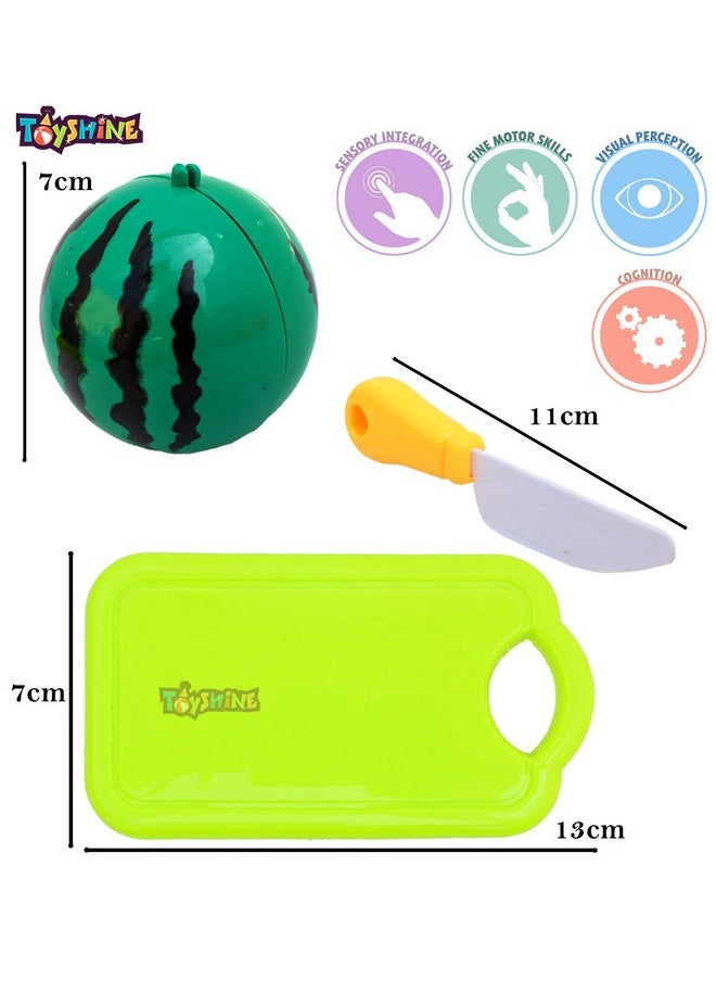 Toyshine Realistic Sliceable 7 Pcs Fruits Cutting Play Toy Set, Can Be Cut In 2 Parts, Assorted  - Image 4