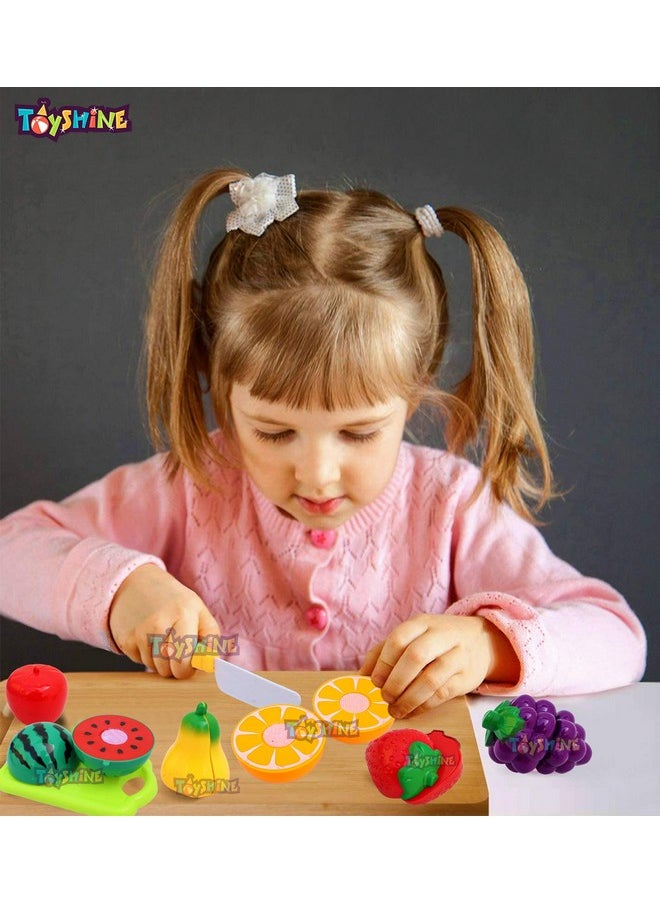Toyshine Realistic Sliceable 7 Pcs Fruits Cutting Play Toy Set, Can Be Cut In 2 Parts, Assorted  - Image 3