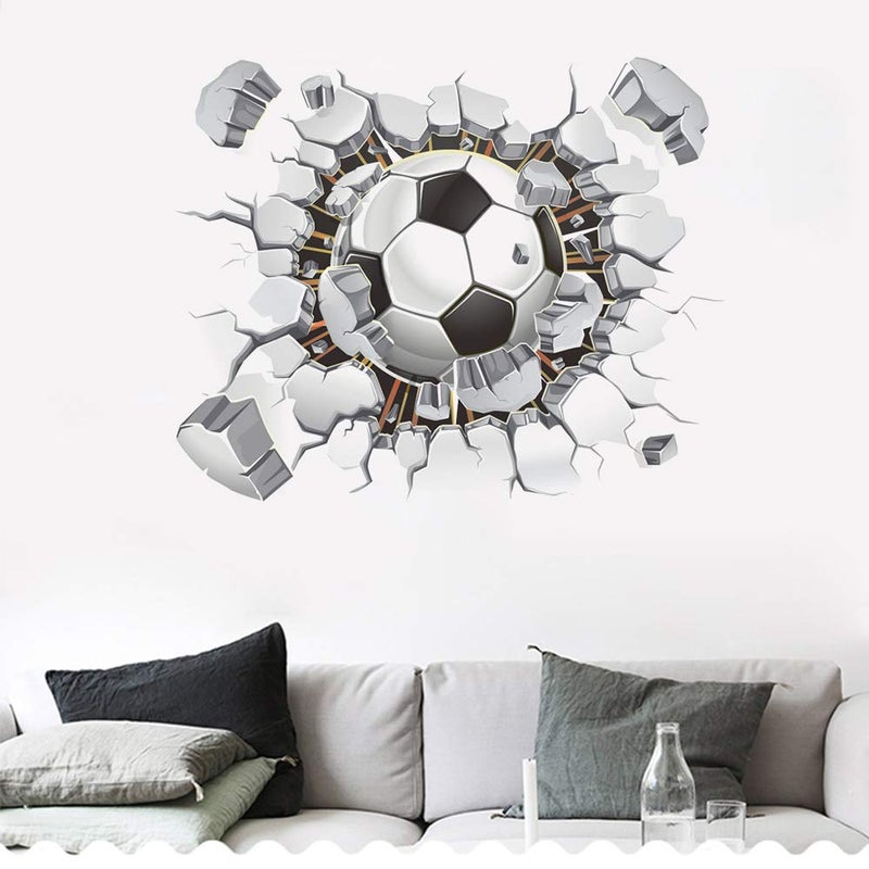 SITAKE 3D Soccer Stickers Art Ball Soccer Wall Decal for Kids Room FFootball Vinyl DIY Soccer Wallpaper for Boys Bedroom Playroom Living Room Window Door Decoration 197 x 243in - Image 1