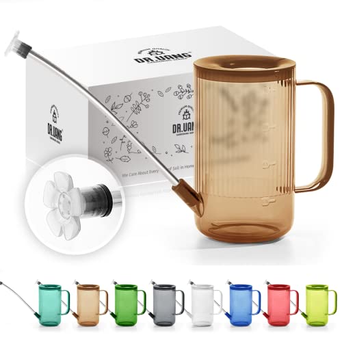 DR.UANG Small Watering Can Indoor Plants with Long Spout (1L, Amber Brown) - Image 1