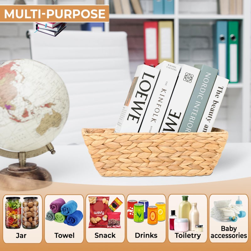 M4DECOR Set of 6 Snack Baskets, Wicker Snack Basket Organizer for Office, Small Wicker Baskets with Handles, (6 Medium Basket) - Image 4