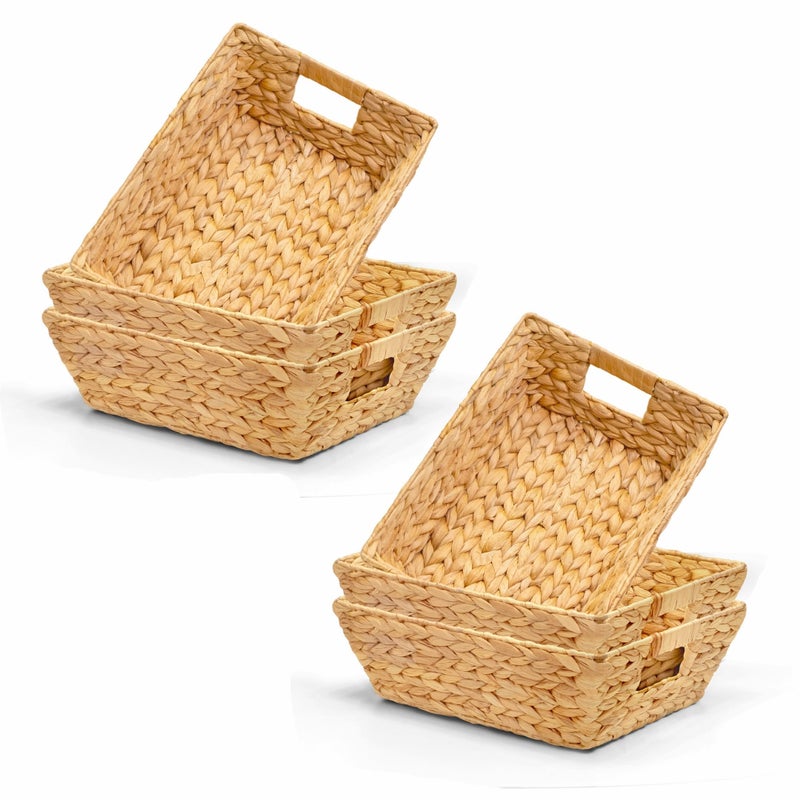 M4DECOR Set of 6 Snack Baskets, Wicker Snack Basket Organizer for Office, Small Wicker Baskets with Handles, (6 Medium Basket) - Image 1