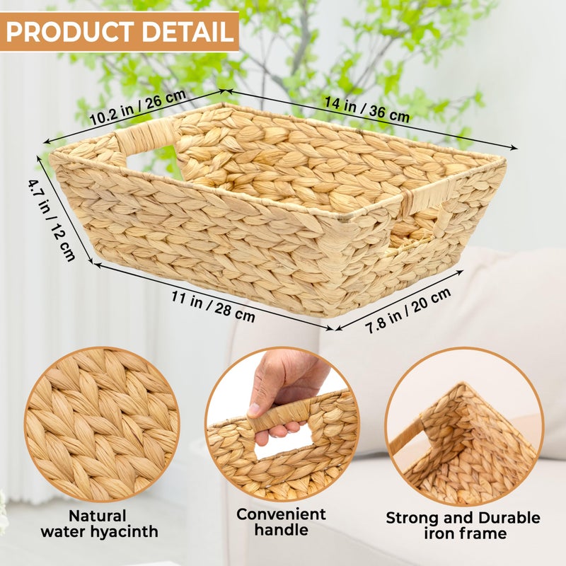 M4DECOR Set of 6 Snack Baskets, Wicker Snack Basket Organizer for Office, Small Wicker Baskets with Handles, (6 Medium Basket) - Image 2