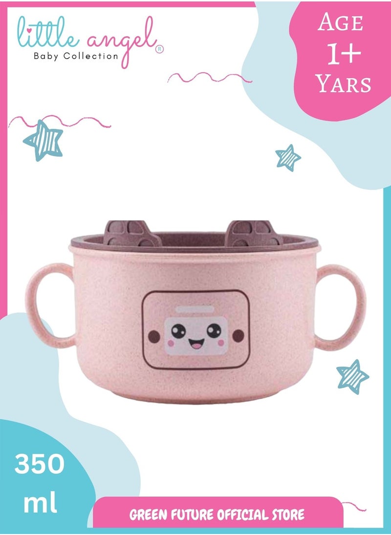 Little Angel Kids Feeding Bowl With Handle - Pink  - Image 1