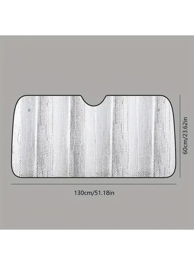 مظلة شمسية عالمية للسيارة، غطاء زجاج أمامي، عزل حراري، 51 × 18 × 23.62 بوصة، فضي - Image 2