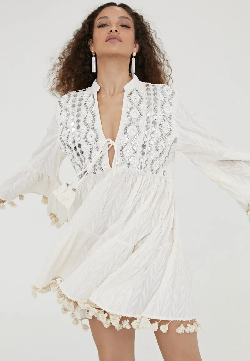 Lola Casademunt Short embroidered caftan