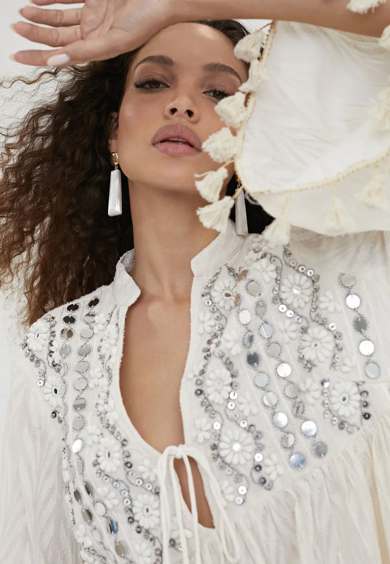 Lola Casademunt Short embroidered caftan