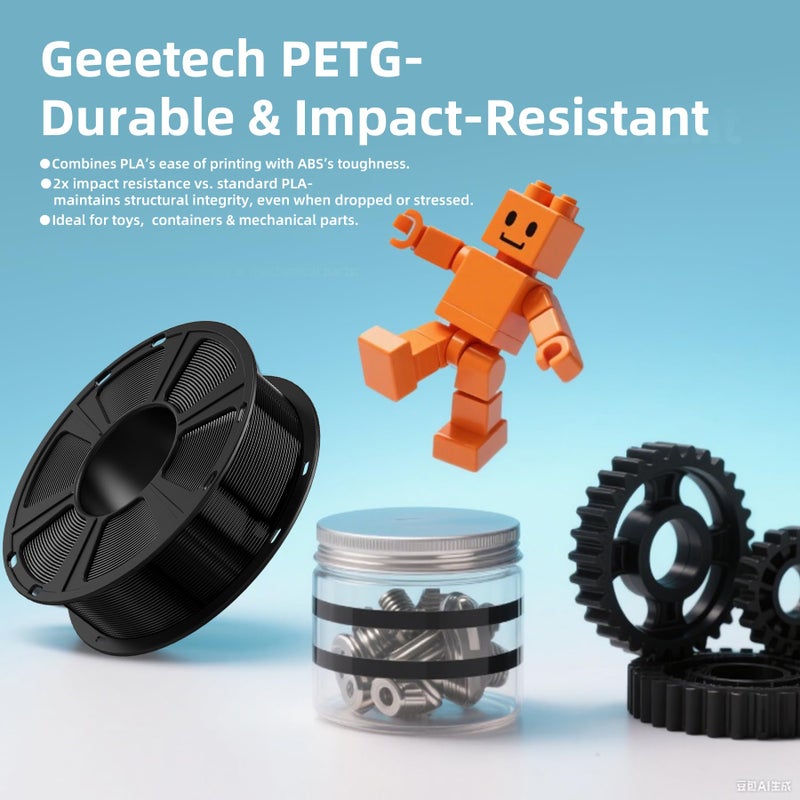 Geeetech PETG Filament 1.75mm Transparent, 1 KG (2.2lbs) Neatly Wound Spool 3D Printer Filament, High-Toughness, Â±0.02mm Accuracy, Non-Clogging & Non-Stringing, Fits Most FDM Printers, Clear - Image 3