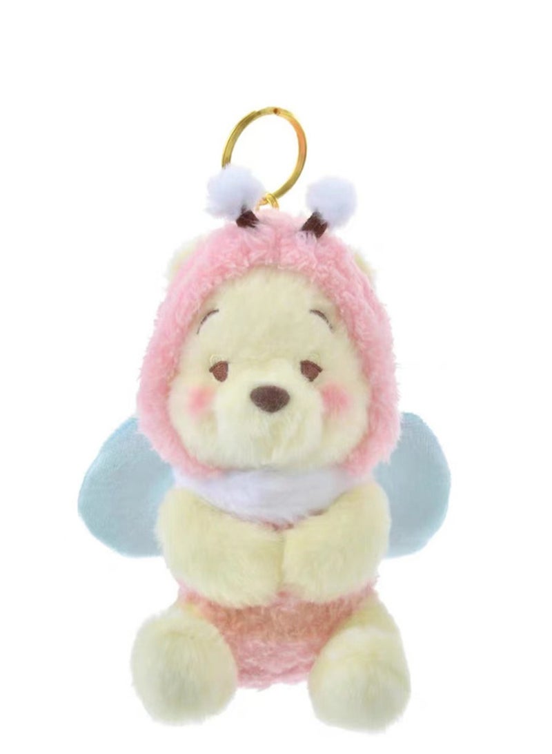 (12cm pink Winnie the Bee) Cute Bee Family Dress Up Series Plush Toy Keychain Backpack Decoration  - Image 1