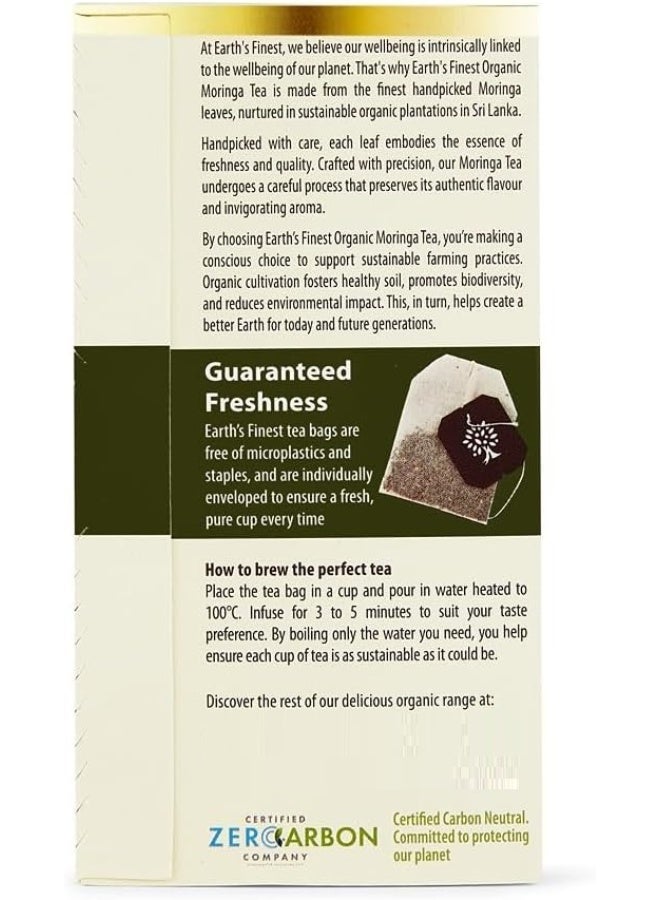 إيرثس فاينيست شاي المورينجا العضوي 25 كيسًا بنكهة منعشة، خالي من الكائنات المعدلة وراثيًا والكافيين، طبيعي 100%، غني بمضادات الأكسدة والأعشاب، 37.5 جرام - Image 3