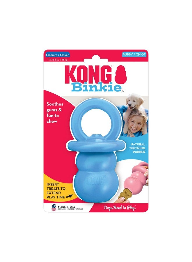 KONG Puppy Binkie - Pacifier Dog Toy for Puppies - Stuffable Treat Chew Toy for Treats - Durable Natural Rubber for Teething Puppy - for Medium Puppies - Blue - Image 2