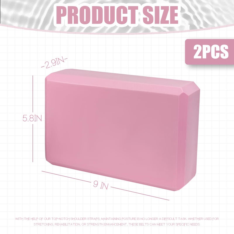 Septo 2 Pcs Yoga Blocks, 9"x6"x3" Foam Blocks Yoga Props for Pilates Stretching and Meditation Exercise Blocks Lightweight Yoga Essentials (Pink) - Image 2