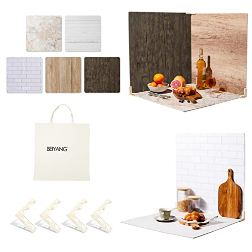 BEIYANG 5 PCS 24X24 Inch Boards Photo Backdrop for Flat Lay, Food Photography Background, BEIYANG - Image 1