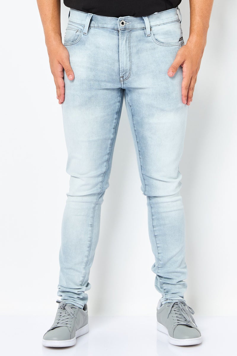 G-Star RAW Men Skinny Fit Washed Stretchable Jeans, Light Blue - Image 1