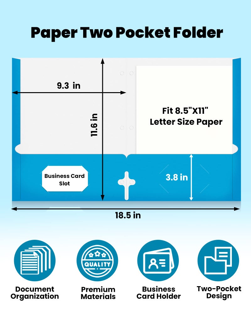 SUNEE Folders with Pockets 3 Hole Punched(50 Pack, Assorted Colors), 2 Pocket Folders Fit Letter Size Paper, Paper File Folder for School Office Home Bussiness - Image 2