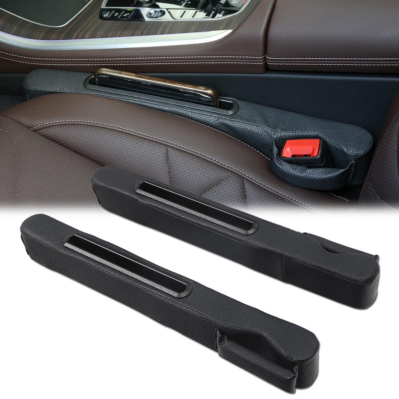 TATACLEA Car Seat Gap Filler 2 Pack,Car Seat Gap Filler Organizer,Car Seat Gap Plug with Storage Slot,3 in 1 Car Seat Gap Filler,Prevent Small Items from Falling(Black) - Image 1