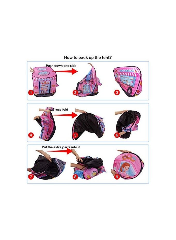 BLOOMING TIME Kids Play Tent 2-4 Kids Open in Seconds Easy to Store Portable Ice Cream Truck Pop Up Play Tent Indoor Outdoor for Baby - Image 2