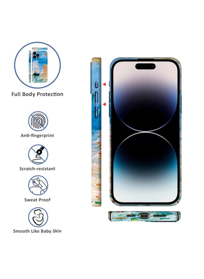 Apple iPhone 14 Pro Art Oil Painting Phone Case - Claude Monet Sunrise Impression - Full Pack Frosted Cool Creative Lens Anti Drop Case  - Image 3