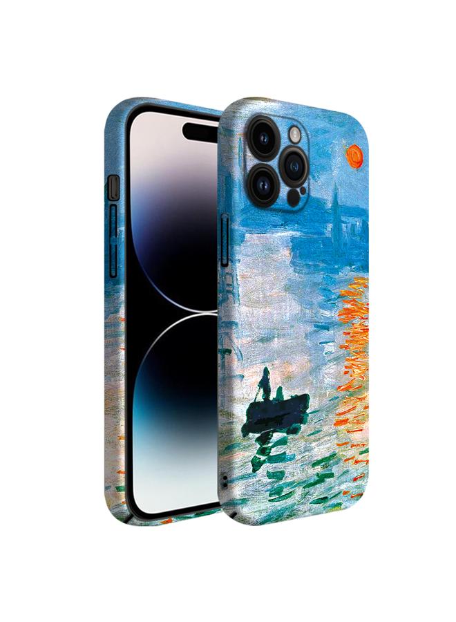 Apple iPhone 14 Pro Art Oil Painting Phone Case - Claude Monet Sunrise Impression - Full Pack Frosted Cool Creative Lens Anti Drop Case  - Image 2