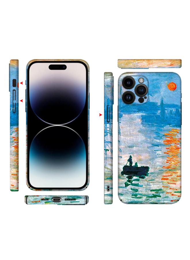 Apple iPhone 14 Pro Art Oil Painting Phone Case - Claude Monet Sunrise Impression - Full Pack Frosted Cool Creative Lens Anti Drop Case  - Image 1