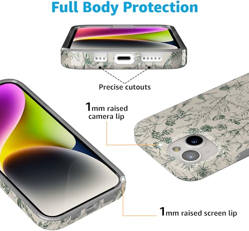 Casely iPhone 15 Case Sage Garden Green Floral Compatible with MagSafe Classic Ultra Slim Design - Image 3
