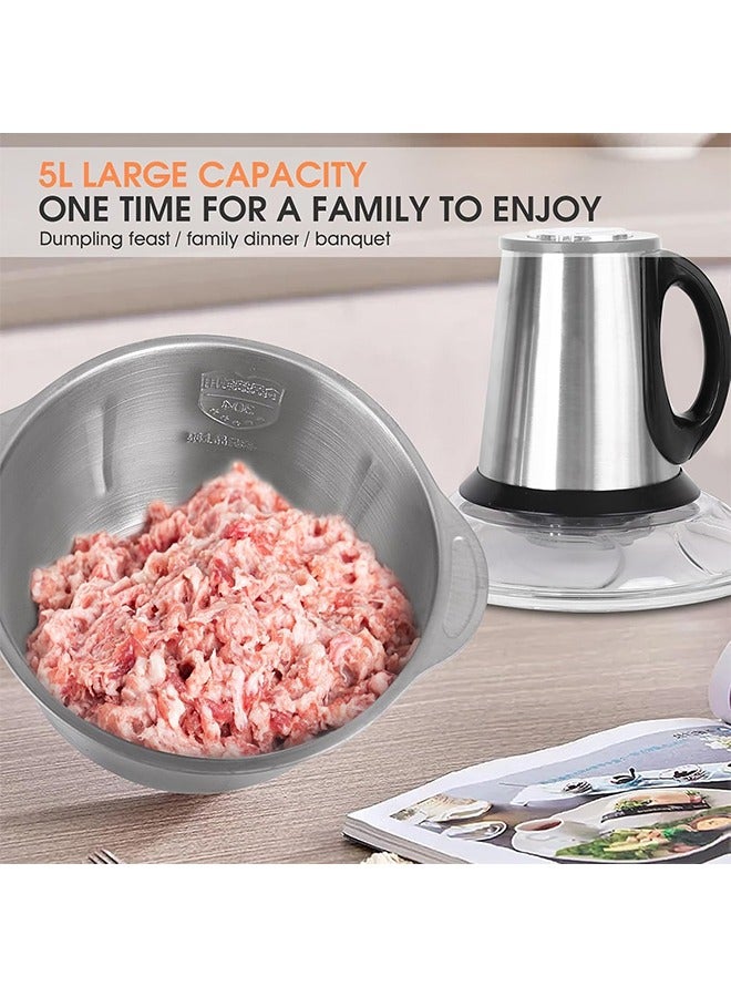 5L Meat Grinder,Stainless Steel Food Chopper,High Power Blender,Sharp Blades,Easy to Clean,Suitable for Home/Restaurants - Image 3