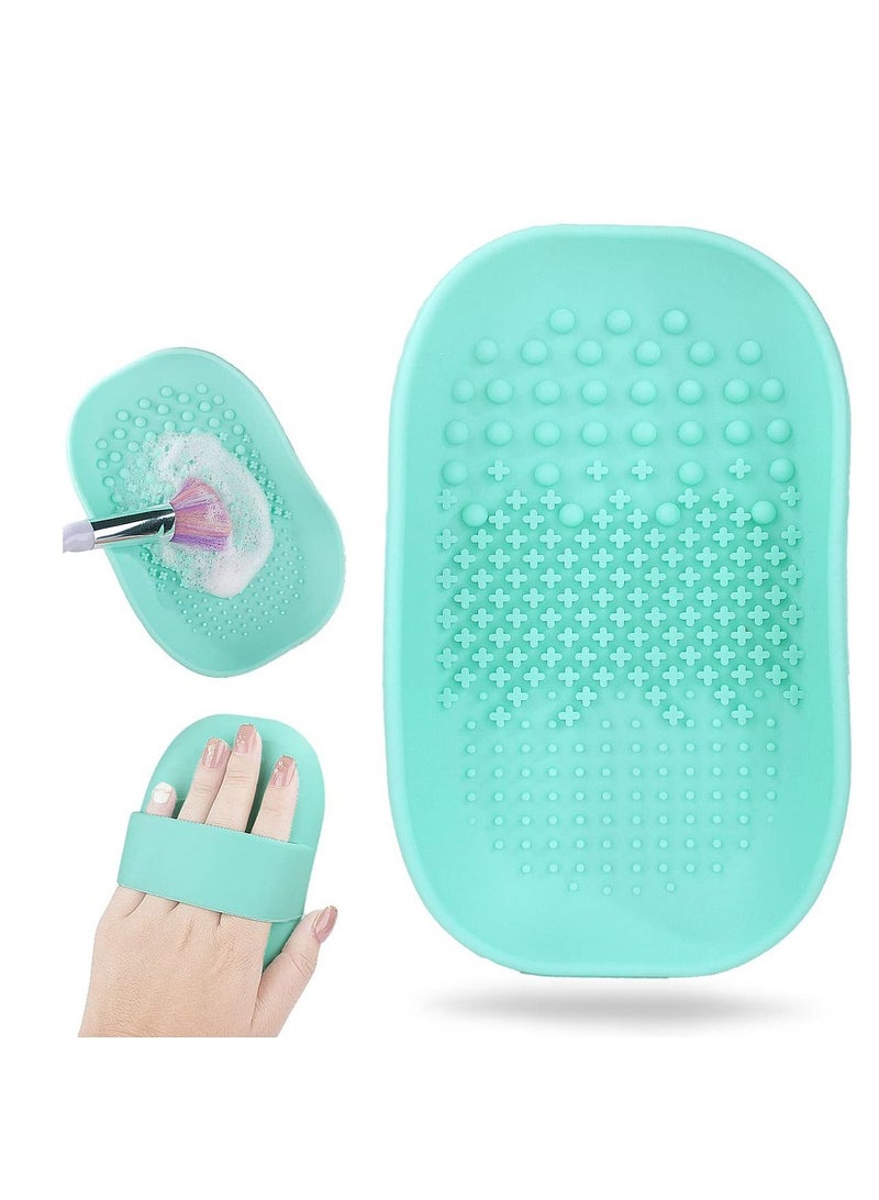 Excefore Silicone Makeup Brush Cleaner Mats Pads, Back Strap Cosmetic Brush Cleaning Mat Portable Washing Tool for Makeup, for Cleaning (Green)  - Image 1