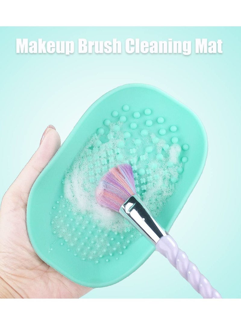 Excefore Silicone Makeup Brush Cleaner Mats Pads, Back Strap Cosmetic Brush Cleaning Mat Portable Washing Tool for Makeup, for Cleaning (Green)  - Image 5