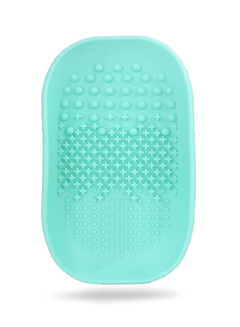 Excefore Silicone Makeup Brush Cleaner Mats Pads, Back Strap Cosmetic Brush Cleaning Mat Portable Washing Tool for Makeup, for Cleaning (Green)  - Image 2