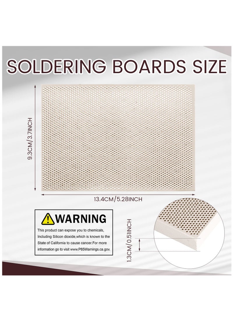 Excefore 6 Pcs Jewelry Soldering Kit Include 2 Honeycomb Soldering Block 1 Copper Tongs 3 Soldering Tweezers, Ceramic Soldering Boards Solder Plate Jewelers Making Melting Casting Tools Supplies - Image 5