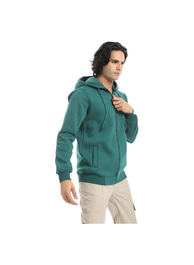 Andora Inner Fleeced For Everyday Use Hooded Zipper Closure Jacket _ Green - Image 2