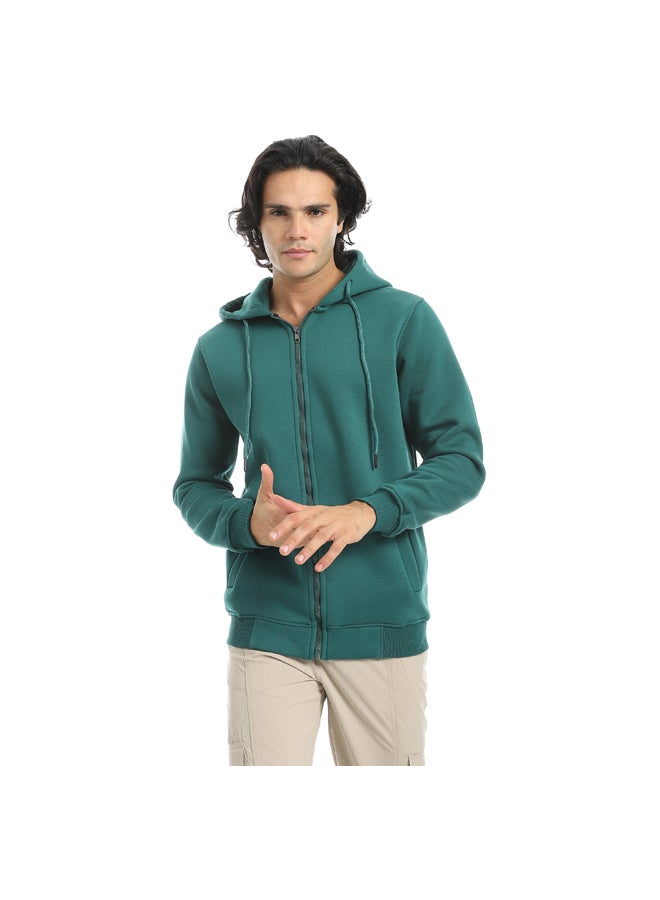 Andora Inner Fleeced For Everyday Use Hooded Zipper Closure Jacket _ Green - Image 1