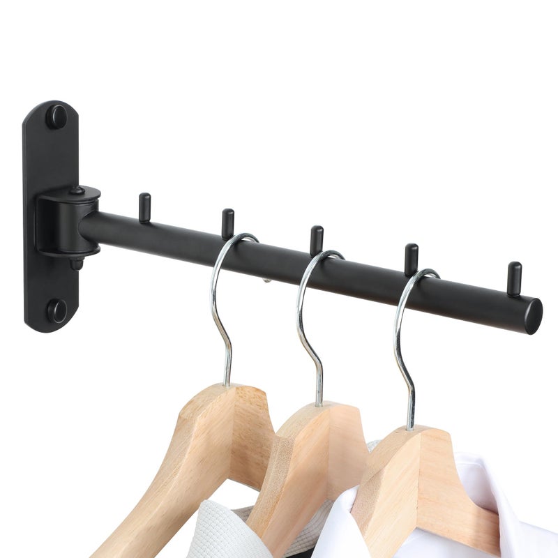 Mooche Swing Clothes Hanger Rack Garment Racks Folding Clothes Bar Wall Mounted 180Rotation Laundry Drying Rack 304 Stainless Steel Space Saving for Laundry Room Bedroom Balcony 945 Long - Image 2