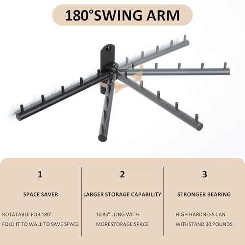Mooche Swing Clothes Hanger Rack Garment Racks Folding Clothes Bar Wall Mounted 180Rotation Laundry Drying Rack 304 Stainless Steel Space Saving for Laundry Room Bedroom Balcony 945 Long - Image 3