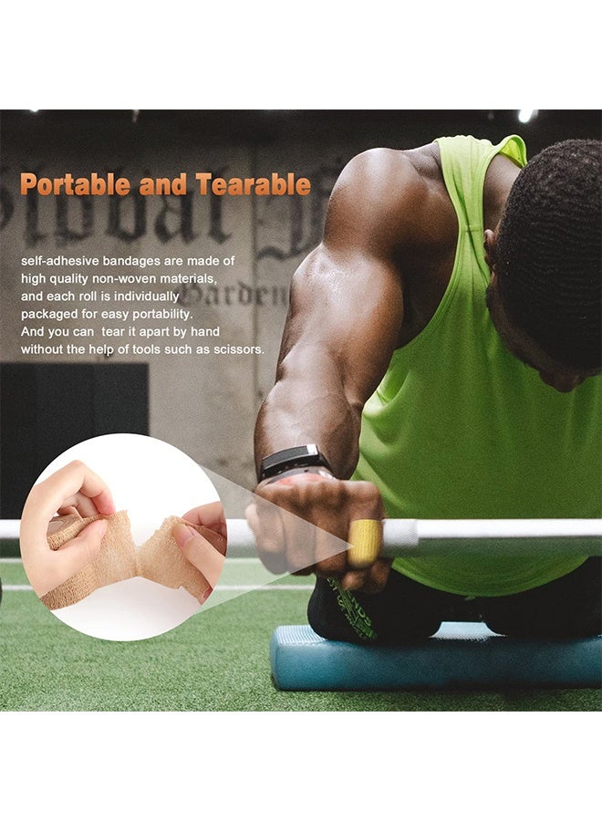 JIAROU 12 Pack Self Adhesive Bandage Wrap 2" x 5 Yards Athletic Tape Vet Wrap Tattoo Supplies Wrap Medical Supplies Elastic Cohesive Bandage Wrist Ankle Sports Tape (Beige) - Image 4