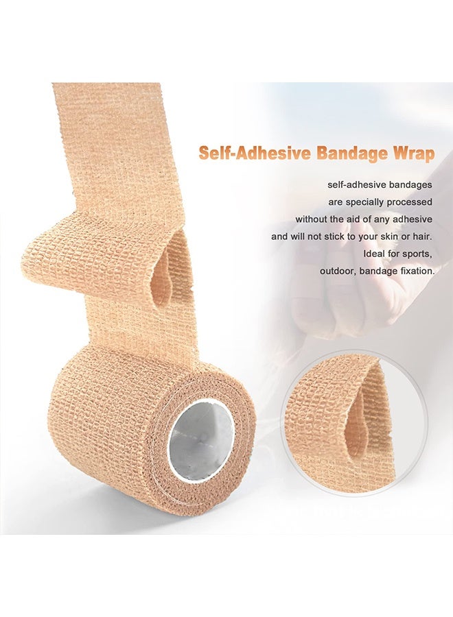 JIAROU 12 Pack Self Adhesive Bandage Wrap 2" x 5 Yards Athletic Tape Vet Wrap Tattoo Supplies Wrap Medical Supplies Elastic Cohesive Bandage Wrist Ankle Sports Tape (Beige) - Image 3