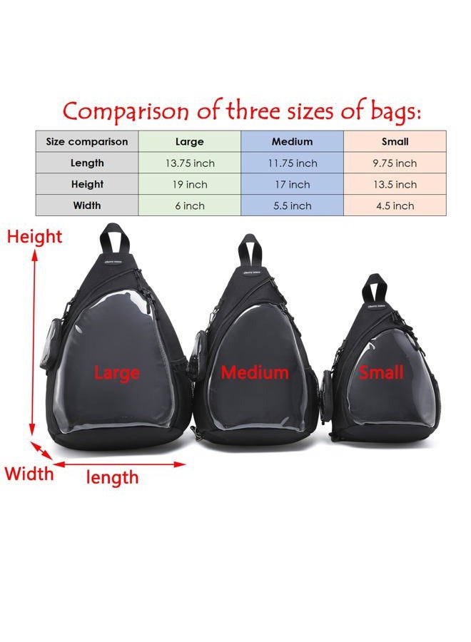 CHERRY SAUCE Oxford Ita Bag Kawaii Pin Display Chest Pack Single Shoulder Bag Sport Backpack Hiking Daypack, Black(large), Large - Image 5