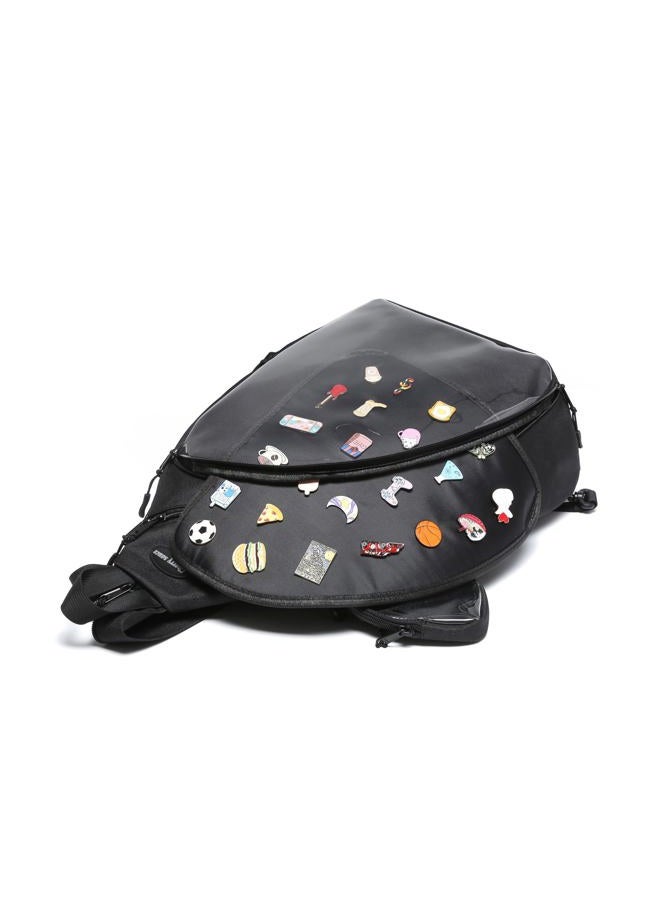 CHERRY SAUCE Oxford Ita Bag Kawaii Pin Display Chest Pack Single Shoulder Bag Sport Backpack Hiking Daypack, Black(large), Large - Image 4