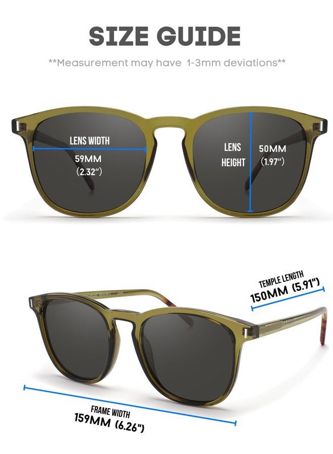 PRIVEL XXL Size Extra Large 159MM Polarized Square Round Sunglasses Big Wide Heads Men UV400 Protection Glasses, Glossy Transparent Green + Tortoise | Polarized Grey, Extra Large Fit - Image 5