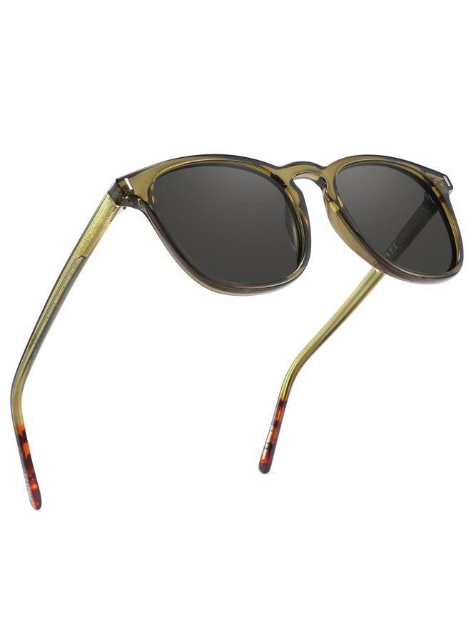 PRIVEL XXL Size Extra Large 159MM Polarized Square Round Sunglasses Big Wide Heads Men UV400 Protection Glasses, Glossy Transparent Green + Tortoise | Polarized Grey, Extra Large Fit - Image 1
