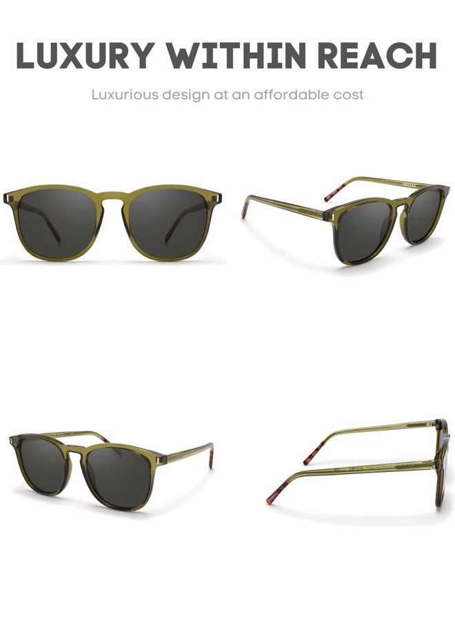 PRIVEL XXL Size Extra Large 159MM Polarized Square Round Sunglasses Big Wide Heads Men UV400 Protection Glasses, Glossy Transparent Green + Tortoise | Polarized Grey, Extra Large Fit - Image 4