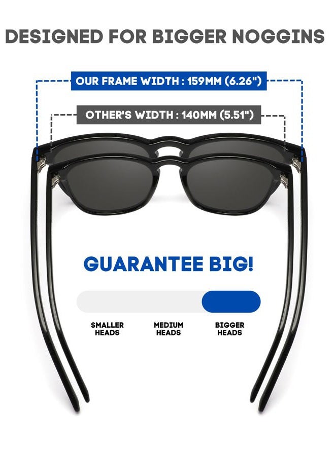 PRIVEL XXL Size Extra Large 159MM Polarized Square Round Sunglasses Big Wide Heads Men UV400 Protection Glasses, Glossy Transparent Green + Tortoise | Polarized Grey, Extra Large Fit - Image 2