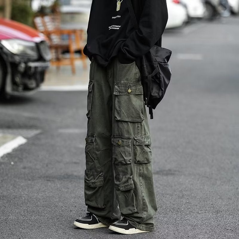 charging pants men's spring and autumn new high street vintage functional style tooling casual  trousers