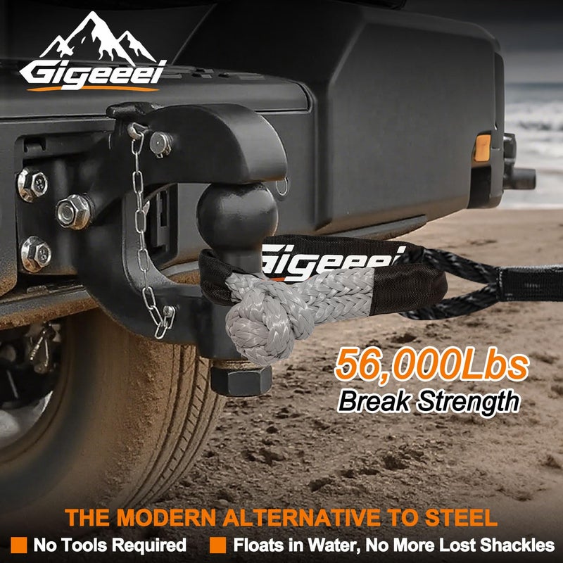 Gigeeei Soft Shackles Tow Recovery - 1/2 Inch X 22 Inch (56,000lbs) Soft Shackle Recovery Kit for Off-Road Winch and Vehicle Towing - Image 3