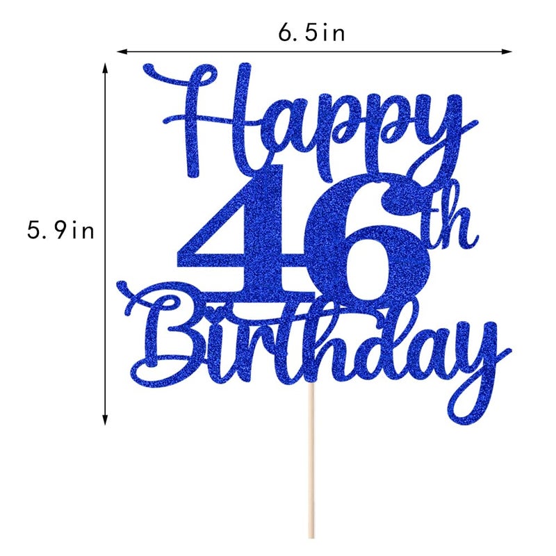 Kaoenla Glitter Happy 46th Birthday Cake Topper Hello 46 Cheers to 46 Years 46th Anniversary /46 years old birthday Party Deco (46th  blue) - Image 4