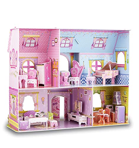 WISESTAR Large Princess Castle 3D Puzzles Model Dollhouse Kits for Girls 92PCS Fairytale House with Furniture Educational Toy Birthday for Kids and Adults Fit for Kids Over 8 Years - Image 1