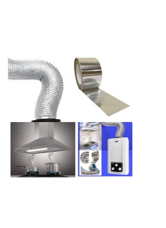 Shams Hobby or chimney expands to 5 meters and 6 inches (15.06 cm) in diameter, made of thermally expandable aluminum for kitchen hood, gas heater and air conditioning + a special thermal paste roll of 23 yards + a hobby hood with a button to control opening and closing  - Image 4