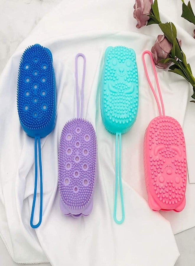Barasti Silicone Bath Body Brush Exfoliating Massage Silicone Loofah Body Scrubber Double Sided Rubber Shower Sponge for Baby Kids Women and Men Gentle Cleaning and Skin Care - Image 3