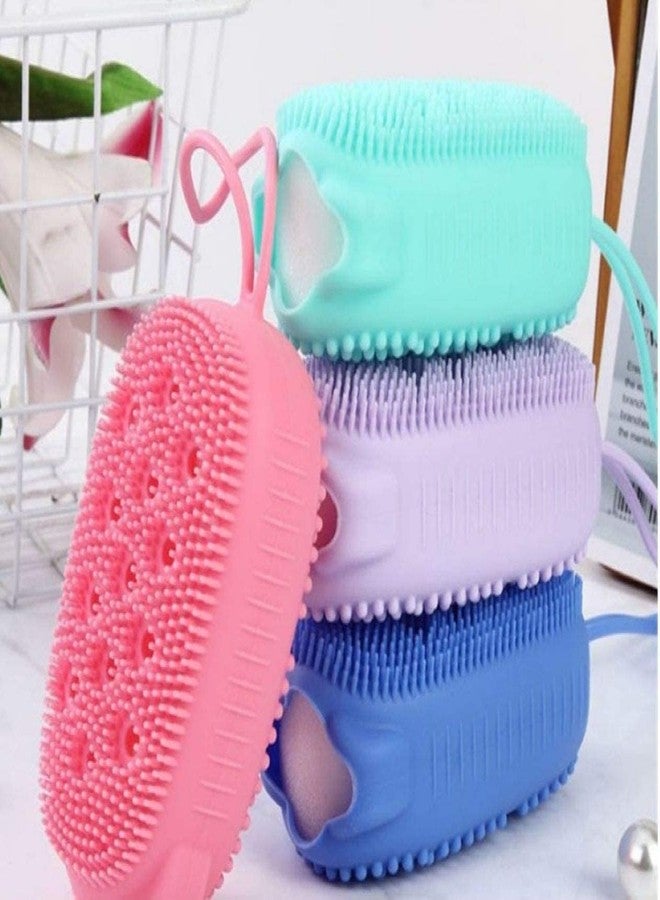 Barasti Silicone Bath Body Brush Exfoliating Massage Silicone Loofah Body Scrubber Double Sided Rubber Shower Sponge for Baby Kids Women and Men Gentle Cleaning and Skin Care - Image 2